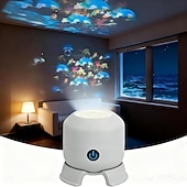 baratos luzes do projetor de galáxia estrela-Projetor de luz LED dinâmico e giratório, com rotação de 360°, recarregável via USB, com padrões dinâmicos de flocos de neve, oceanos e Natal para quarto, banheiro e corredor.