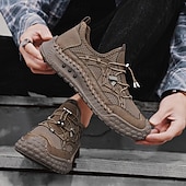 economico Sneakers Casual-Scarpe da ginnastica da uomo beige per attività all'aperto, con lacci, traspiranti, leggere e comode, ideali per escursionismo, viaggi, campeggio, passeggiate su sentieri, avventure all'aria aperta e per uno stile sportivo casual quotidiano.