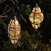 abordables Éclairages pour allées-Lanterne suspendue d'extérieur à projection solaire baroque en métal creux, étanche, avec éclairage LED pour jardin, cour, allée, pelouse, terrasse, fête, vacances, ambiance chaleureuse, violet