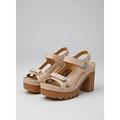 preiswerte Absatzsandalen-Damen Täglich Blockabsatz Offene Spitze Mode Kunstleder Klettverschluß Schwarz Weiß Pink