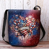 cheap Accessories-Women's Polyester Flocked Crossbody Bag with Adjustable Strap, Patriotic 250th Anniversary &amp; Independence Day Design, Perfect for Daily Casual Use and American Celebration Events