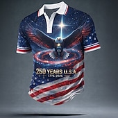 Χαμηλού Κόστους Πατριωτικά 250 Πόλο-4η Ιουλίου 2026 250η Ανδρικά Αμερικανική σημαία των ΗΠΑ Μπλουζάκια πόλο Κοντομάνικο Μπλουζάκια πόλο Πέτο Καθημερινό Ένδυση γυμναστικής και άθλησης Καθημερινά Ρούχα Φεστιβάλ στολή 3D εκτύπωση Κουμπιά