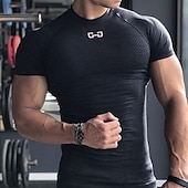 Χαμηλού Κόστους T-shirts και αμάνικα μπλουζάκια για τρέξιμο-Ανδρικά Μονόχρωμο Tricou de Alergat Μπλούζα συμπίεσης Καλοκαίρι Άνοιξη Φθινόπωρο Κοντομάνικο Γρήγορο Στέγνωμα Συμπίεση Ύγρανση Γυμναστήριο προπόνηση Ενεργή εκπαίδευση Ασκηση Μαύρο ΑΘΛΗΤΙΚΑ ΡΟΥΧΑ
