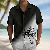 voordelige Tropische planten-Voor heren Kokosnootboom Overgangskleur Tropische planten Hawaiiaans overhemd Overhemd met knopen Aloha-shirt Korte mouw Hawaii Vakantie Strand Kleding Zomer Lente Strijkijzer 3D-afdrukken shirts met