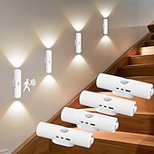 olcso érzékelő éjszakai fények-4 db mágneses, intelligens mozgásérzékelős, USB-s újratölthető éjszakai fény, háromszínű, fokozatmentes fényerővel szabályozható, 3 világítási mód, LED-lámpák beltéri használatra, lépcsőházba,