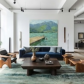 olcso Tájképek-Hang festett olajfestmény Kézzel festett Négyzet Absztrakt Tájkép Modern Impresszionizmus Anélkül, belső keret