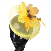 economico Fascinatori-Fascinator Poliestere Matrimonio Compleanno Elegante Vintage Carino Con Piuma Tulle Copricapo Copricapo