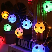 abordables Alimentación por batería-1 cadena de luces LED de 2 m y 10 ledes para balón de fútbol: luces LED de interior con caja de batería, luz cálida, luz blanca y opciones de luz de colores para sala de estar, dormitorio, fiesta y