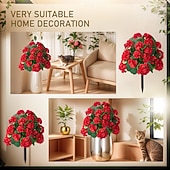  20 Inch Artificial Flower Stake Outdoor Decor Geraniums Multi-Color Garden Stakes for Yard & Lawn, No Fade Heavy Duty Plastic, All Season Decoration