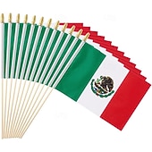 abordables Partido de Fútbol Mundial 2026-Paquete de 25 banderas pequeñas de México, mini banderas mexicanas portátiles en palo de 5 x 8 pulgadas para partidos de la Copa Mundial de Fútbol de verano, eventos deportivos, decoraciones de fiesta