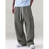 economico Pantaloni cargo-Per uomo Pantaloni Cargo Pantaloni Coulisse Tasca Semplice Comodità Traspirante Lunghezza al ginocchio Casa All'aperto Abbigliamento casual alla moda Vacanza Moda Verde militare Albicocca Inelastico