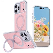 abordables Carcasas iPhone-teléfono Funda Para iPhone 17 Air 17 Pro Max iPhone 17e 16 15 14 Pro Max Plus 16e 13 Pro Max Funda Trasera adsorción magnética con Soporte Traslúcido Soporte de carga inalámbrica TPU Acrílico