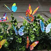cheap Artificial Flower-12pcs Glowing 3D Butterfly Stakes, Luminous Imitation Colorful Butterfly Stakes for Garden Planters, Outdoor Decor, Yard Decor, Flower Pot Bonsai Decor