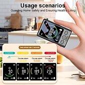 billiga Testare och detektorer-3-i-1 kolmonoxiddetektor, bärbar kolmonoxidmätare med temperaturmätare &amp;fuktighetssensor, noggrant digitalt CO-larm med elektrokemisk sensor, hörbar varning för hem, husbil, camping