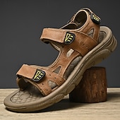 billige Utendørs sandaler-herre brune utendørssandaler justerbare sportssandaler med borrelås åpen tå komfortable tursko for fotturer, reiser, strandferie, camping, utendørseventyr og sommerens daglige bruk