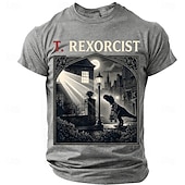 preiswerte Camisetas divertidas para hombres-Men's T. REXORCIST Funny Movie Parody T-Rex Dinosaur Priest Silhouette Graphic T-Shirt Gothic Horror Noir Style Casual Short Sleeve Tee Halloween Gift Designer Clothing Apparel S M L XL XXL XXXL
