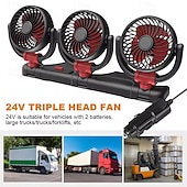 Χαμηλού Κόστους Φίλοι Αυτοκινήτου-Ανεμιστήρας αυτοκινήτου τριπλής κεφαλής, ανεμιστήρας ψύξης οχήματος 12v 24v με τροφοδοσία USB 3 κεφαλών για ταμπλό, περιστρεφόμενος 360° ισχυρός, ήσυχος αυτόματος κυκλοφορητής αέρα για φορτηγό SUV RV