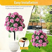  20 Inch Artificial Flower Stake Outdoor Decor Geraniums Multi-Color Garden Stakes for Yard & Lawn, No Fade Heavy Duty Plastic, All Season Decoration