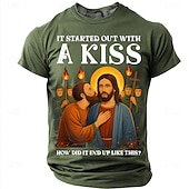 Heren Bijbel Het Begon Met Een Kus Judas Kust Jezus Religieuze Parodie Grafisch T-shirt Hoe Is Het Zo Eindegekomen Grappige Christelijke Meme Casual Geschenk Designer Kleding Apparel