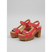 preiswerte Absatzsandalen-Damen Täglich Blockabsatz Offene Spitze Mode Kunstleder Klettverschluß Schwarz Weiß Pink