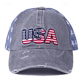 economico 250° Anniversario degli Stati Uniti-Cappellino da baseball patriottico in cotone lavato con stella della bandiera americana ricamata, cappellino da camionista vintage effetto invecchiato con rete per uomo e donna, 4 luglio, giorno