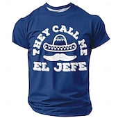 cheap Men's Funny T shirts-Cinco de Mayo Men's They Call Me El Jefe Funny T-Shirt Mexican Sombrero Mustache Graphic Short Sleeve Crew Neck Casual Top Fiesta Designer Clothing Apparel S M L XL XXL XXXL