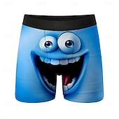 preiswerte Retro Vintage &amp; Ethik-Herren Cartoon Lächelndes Gesicht Gesichtsausdruck Dehnbare Boxershorts Badeshorts Boxer-Badeshorts Lustig Lässig Heim Strandurlaub Elastischer Bund Feuchtigkeitsableitend Atmungsaktive Unterwäsche