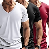 billiga grundläggande t-shirts-Herr T-shirt T-tröja Kortärmad V-hals Sommar Vår Slät Designer Grundläggande Modernt Modernt 3 st Ledigt Semester Gata 8# 9# 4# Topp t-shirt för män
