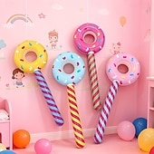 cheap Outdoor Recreation-6pcs Inflatable Lollipops in Random Colors, Inflatable Donut Candy, Birthday Party Decorations, Novelty Toys