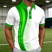  בגדי ריקוד גברים גאומטרי קו חולצות פולו שרוולים קצרים חולצות פולו חולצות עם צווארון יום יומי בגדי ספורט ומנוחה כפתורים קיץ אביב פול אודם סגול