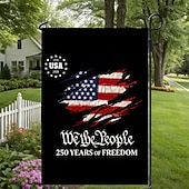 halpa 250. vuosipäivä-2 kpl 250-vuotisjuhlavuotta esittelevä Yhdysvaltain lippu, kaksipuolinen, ulkokäyttöön tarkoitettu isänmaallinen puutarhalippu Vapaudenpatsaalla, 4. heinäkuuta -koristeet Yhdysvaltain 250-vuotisjuhlaan, USA 250 -aiheiset tuotteet, muisto 1776-2026