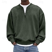 voordelige Basis Sweatshirts-Voor heren Sweatshirt Sweatshirt met kwartrits blauw Zwart Wit Lichtgroen Marineblauw Halve rits Effen Kwart ritssluiting Dagelijks Sport &amp; Outdoor Feestdagen Polyester Streetwear Basic Casual Lente
