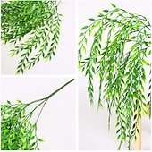 levne Umělé rostliny a zeleň-8 kusů umělé vrby, UV odolné plastové rostliny, zeleň, listy, umělá závěsná réva, umělý břečťan, pro domácnost, interiér, exteriér, zahradu, dveře, zeď, DIY, košík, výplň do květináčů, svatební,