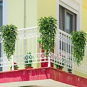 levne Umělé rostliny a zeleň-Sada 4 umělých závěsných rostlin, umělé závěsné rostliny, umělé závěsné rostliny eukalyptu, UV odolné plastové rostliny pro vnitřní a venkovní použití, stěnu, svatbu, terasu, verandu, dekoraci