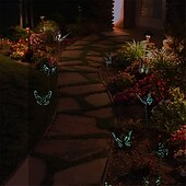 cheap Artificial Flower-12pcs Glowing 3D Butterfly Stakes, Luminous Imitation Colorful Butterfly Stakes for Garden Planters, Outdoor Decor, Yard Decor, Flower Pot Bonsai Decor