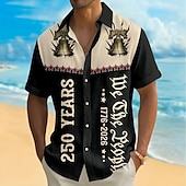  Per uomo 4 luglio, 250° anniversario degli Stati Uniti Bandiera degli Stati Uniti Noi, il popolo Camicia Camicia Estiva Camicia con Bottoni Manica Corta Patriotico All'aperto Ferie Estate Primavera