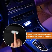 baratos Luzes decorativas-Conjunto de 1 conjunto de luzes LED internas sem fio para carro, luzes coloridas para interior de carro com 6 LEDs brilhantes, luz noturna LED interna portátil recarregável via USB para decoração de carro.