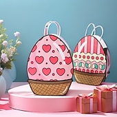 Недорогие Необычные игрушки-Набор из 18 бумажных подарочных пакетов в форме пасхальных яиц, 6 красочных узоров (по 3 каждого), пакетики в форме яиц для сладостей, подарочные пакеты для пасхальной вечеринки для детей, школьные
