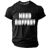 cheap Men's Funny T shirts-Men's NEED COFFEE? Funny Blurry Dizzy Effect Graphic T-Shirt Coffee Lover Gift Motion Blur Text Print Casual Short Sleeve Tee Office Humor Designer Clothing Apparel S M L XL XXL XXXL