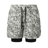お買い得  ランニングショーツ-男性用 ランニングショーツ アスレチックショーツ ジムショーツ ドローストリング ポケット 2 イン 1 コンプレッションライナー付き ショートパンツ カジュアル 日常 アウトドア 夏 春 速乾性 ライトウェイト 吸汗性 ジムトレーニング 屋外 アスレチック レギュラー スポーツウェア アクティブウェア ブルー ブラック カモフラージュ