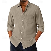 economico camicia da uomo con bottoni-Camicia da Uomo SoftFade™ Camicia Casual Camicia Button Up Camicia Cargo Camicia Acid Wash Rossa Manica Lunga Piana Colletto Quotidiano Abbigliamento Esterno Moda Moderna Casual Comfort