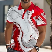  男性用 幾何学的な ポロシャツ 半袖 ポロシャツ 襟付きシャツ カジュアル アスレイジャー ボタン 夏 春 ブルー ルビーレッド パープル