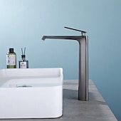 economico Rubinetti per lavandino bagno-Rubinetto per lavabo da bagno - classico rubinetto da bagno monocomando a foro singolo galvanizzato color grigio gomma