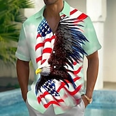 economico Modello di bandiera-Per uomo 4 luglio, 250° anniversario degli Stati Uniti Aquila Bandiera degli Stati Uniti Camicia Camicia Estiva Camicia con Bottoni Manica Corta Patriotico All'aperto Ferie Estate Primavera Collo