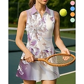 economico Abbigliamento Tennis da donna-Per donna Floreale Abito da tennis Abito sportivo Senza Maniche Stampato Traspirante Tennis Golf Badminton Colletto Polo Collo con zip Vestito Rosa Blu Viola Abbigliamento da tennis