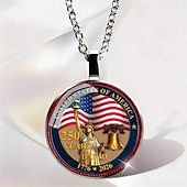  Set di 3 pezzi per la collana del 250° anniversario degli Stati Uniti: ciondolo con aquila 2D e bandiera americana, gioiello commemorativo patriottico, oggetto da collezione 1776-2026, Giorno dell'Indipendenza, 4 luglio, regalo per l'orgoglio americano.