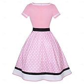 levne Šaty-Šaty pro plnoštíhlé s puntíky Retro Vintage oblečení z 50. let Grease koktejl šaty Vintage šaty podzim jaro a léto Vánoční kloboukové šaty dámské kostýmy Vintage cosplay