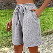 cheap Bermuda Shorts-Women's Bermuda shorts Shorts Summer Shorts Beach Shorts Vacation Fashion Casual Daily Short High Waist Drawstring Pocket Elastic Waist Comfort Soft Breathable Micro-elastic Streetwear Beach Holiday