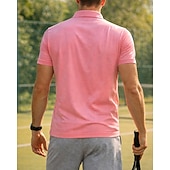 זול חולצת גברים-בגדי ריקוד גברים אחיד חולצת ספורט חולצת טניס שרוולים קצרים ייבוש מהיר מתיחה פתילת לחות נושם טניס גולף פיקלבול צווארון פולו צמרות אפור כהה שחור ורוד בגדי טניס