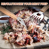 ieftine Grătare și gătit în aer liber-2 bucăți de tocat carne din oțel inoxidabil cu gheare de urs, instrument pentru grătar, mâner din lemn, divizor de carne, mixer alimentar, deschizător de sticle